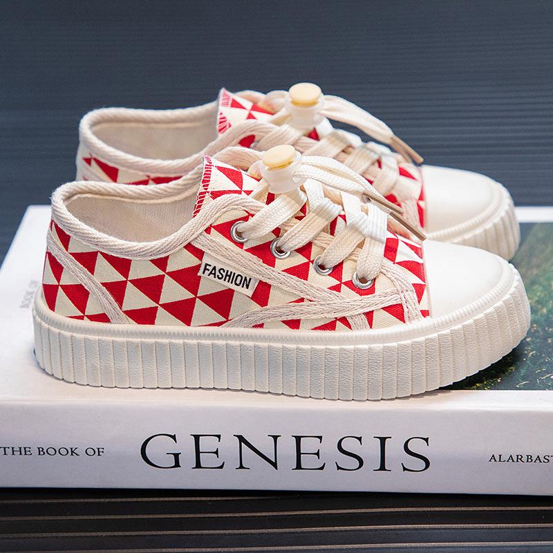 2025 medium and older children's sports shoes boys' bottom anti-new children's canvas shoes girls' casual shoes biscuits skateboard shoes
