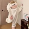 Big Mouth Cartoon Korallenfleece Pyjama - Verdickter Einteiler Winter-Schlafanzug für Damen
