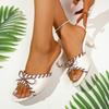Fashion Fashion Bow-knot Women's Summer Wear High Heels New One-word Wear One-foot Slip-on Open-toe Sandals and Slippers