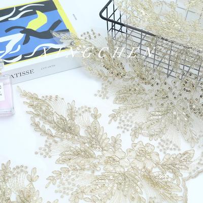 Accessori in Pizzo con Perline a Forma di Osso di Cane con Codice a Barre Grande 36Cm Corda Osso Dorato Fondo a Rete Tessile per la Casa Tenda Pizzo Tovaglia Gonna