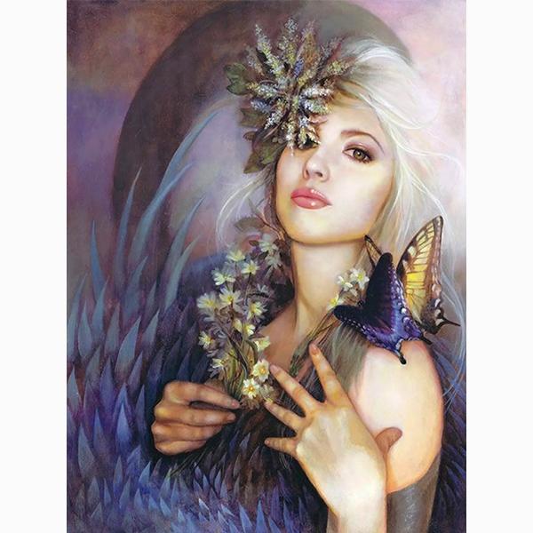

5D алмазная живопись женщина бабочка вышивка крестиком наборы страз полный круглый Diy алмазная вышивка портретная мозаика Настенный декор Full Round 20x25CM
