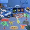 Dinosaur Transporter Animal Model Set, Portable Storage Container Truck Pull Back Dinosaur Car Toy