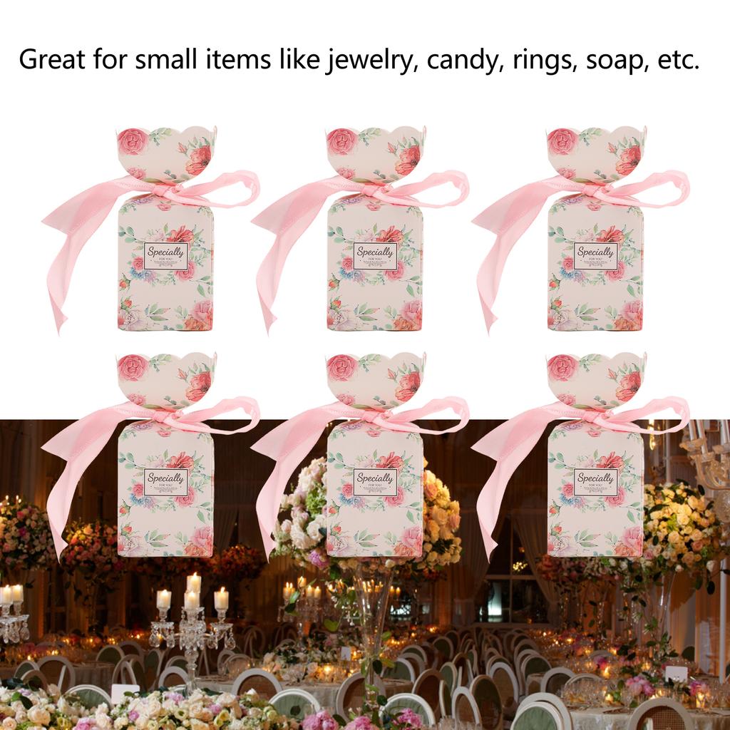 50 Set Wedding Favor Boxes Floral Pattern Retro   Sy Assemble   Boxes Party Favors with Rope   Gift Box