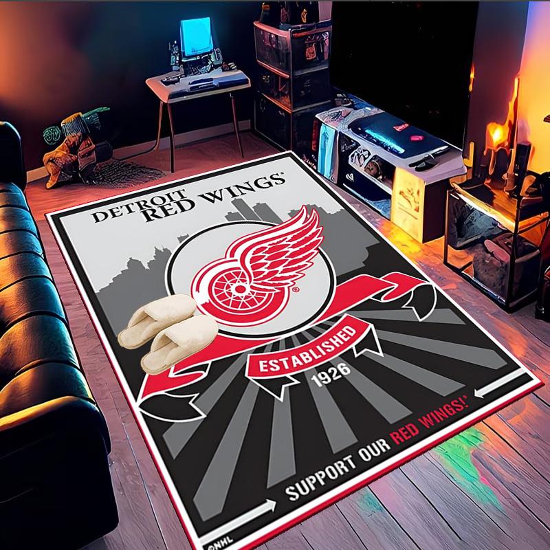 Vintage Detroit Wings Logo Area Rug Suitable for Indoor And Outdoor,Carpets for Kitchens, Homes, Offices, Living Rooms,Home Decor,Christmas Gift