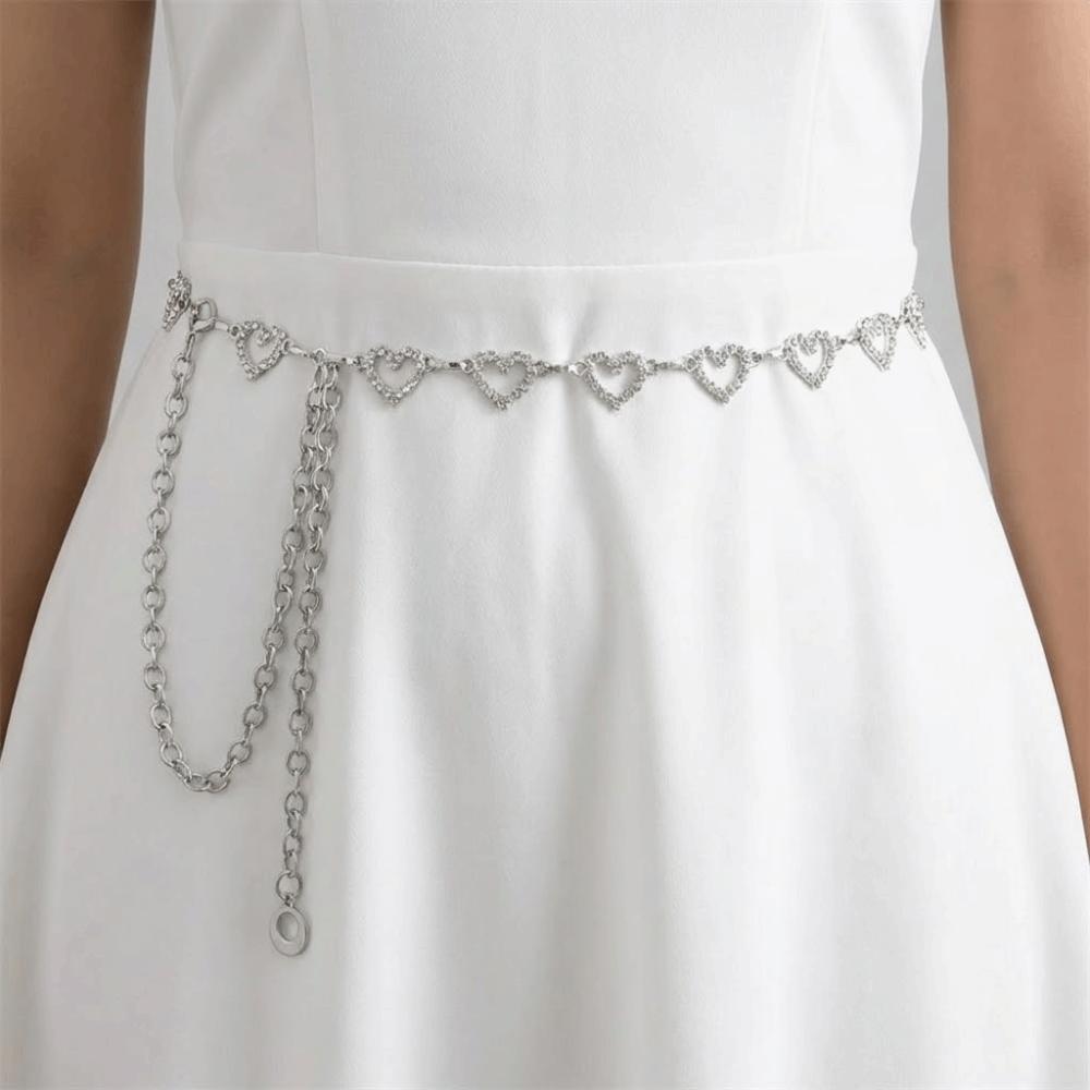 Rhinestone Body Jewelry Tassel Bikini Belly Chain Adjustable Heart Waist Chain  Female