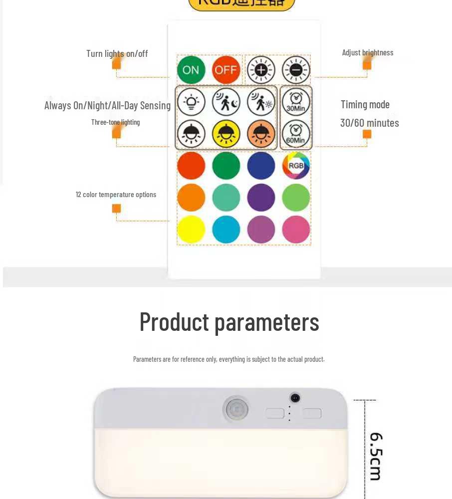 Smart RGB Sensor Night Light with Magnetic Charging - Ideal for Bedrooms, Staircases, Cabinets, and More