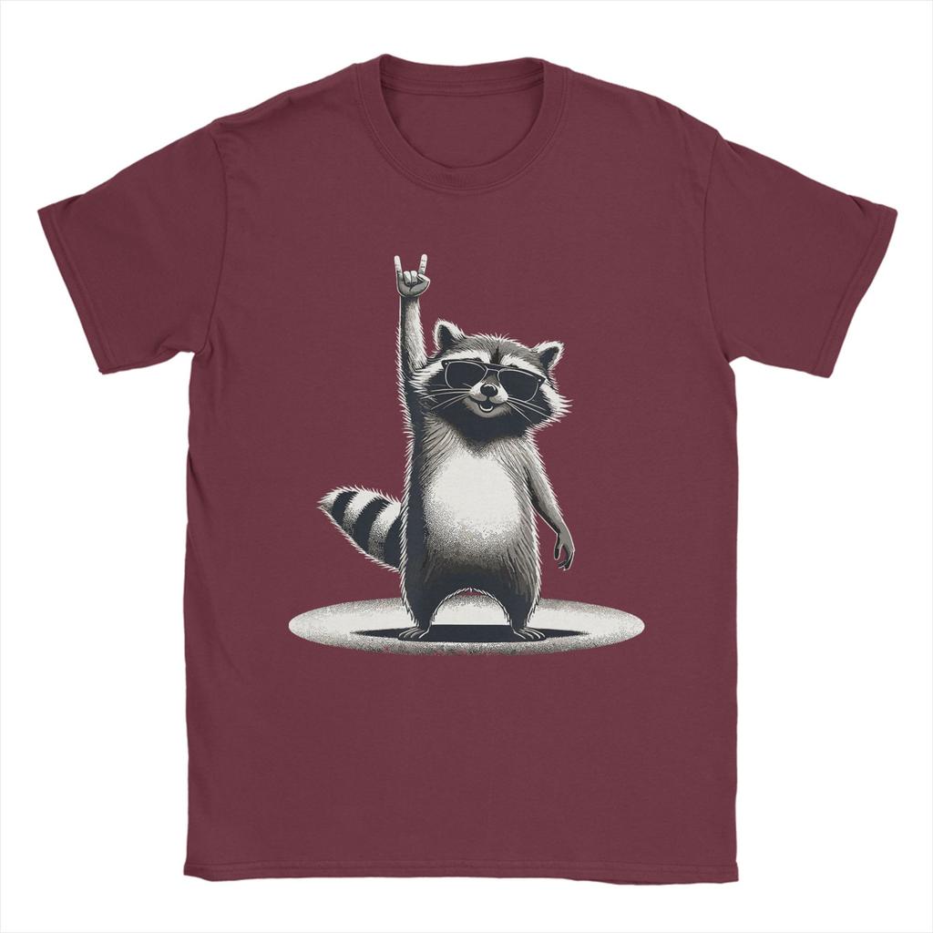 Retro Raccoon Rock Music Gift Unisex Kids Women Funny Raccoon Cotton T Shirt For Unisex Summer Vintage T Shirts Oversized Cheap Tops
