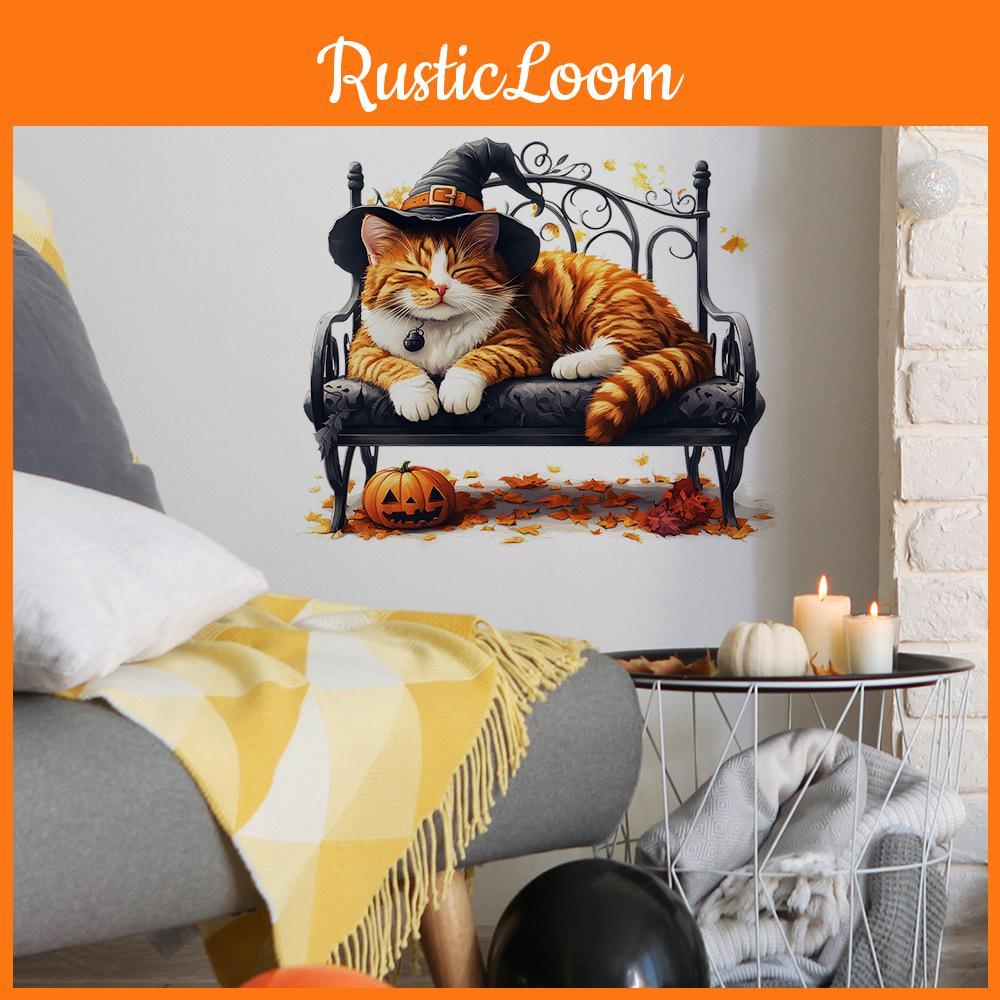 Hat Witch Halloween Cat Wall Sticker Pvc Decor For Living Room And Decor Home