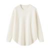 Cashmere Seven-Stitch Round Neck Loose Mid-Length Split Hem Knitted Sweater