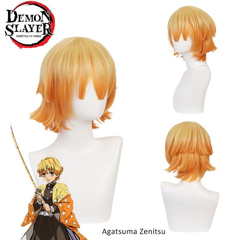Agatsuma Zenitsu Demon Slayer Perücke Hitzebeständig Kurzes Haar Für Halloween