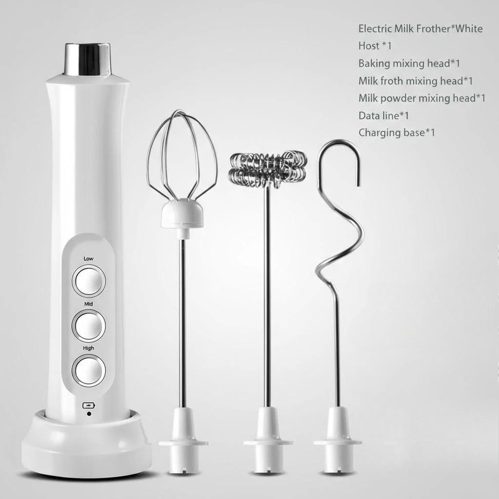 

Електричний спінювач молока Піноутворювач Ручний спінювач Високі швидкості Змішувач напоїв Вінчик для збивання кави 3 в 1 Портативний Перезаряджуваний