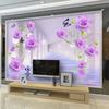 Photo Wallpaper For Walls 3D Stereoscopic Purple Rose Flowers Living Room Sofa TV Background Wall Mural Home Decor Modern