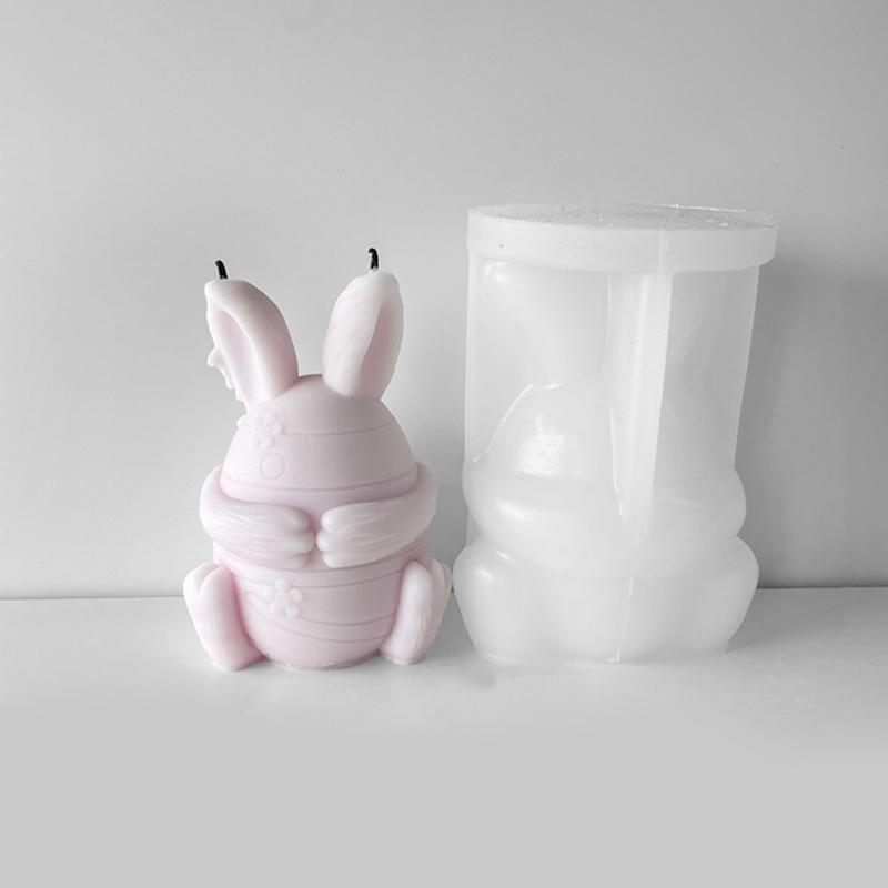 Face-less Rabbit Candle Mold Diy Cover Your Eyes Mouth and Ears Rabbit Aromatherapy Candle Gypsum Incense Stone Mold