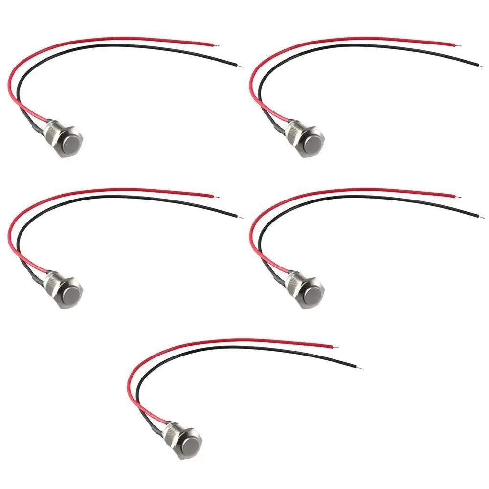 Durable 12mm Momentary Push Button Switch Black Shell with pre-Wiring Without LED Stainless Steel