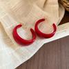 Silver Needle New Year's Red Zircon Geometric Earrings Retro Fashion Temperament Versatile Earrings Light Luxury Premium Earrings Women