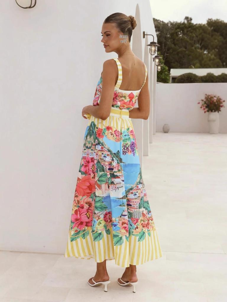 2025 Casual Fashion Linen Spaghetti Strap Maxi Dress