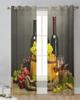 Grape Wine Fruit Leaves Rag Sheer Curtains for Living Room Decoration Window Curtains for Kitchen Tulle Voile Organza Curtains