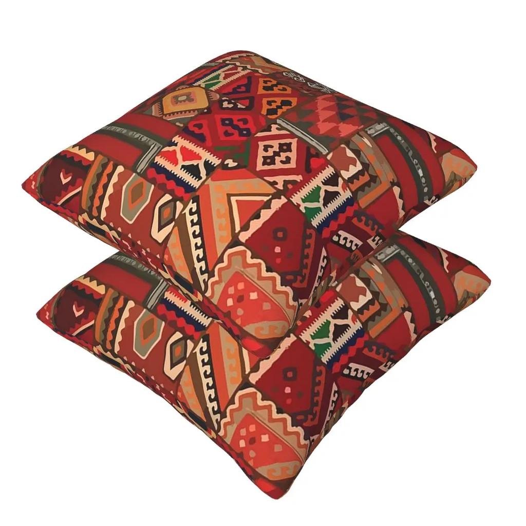 Amazigh Foutha Kabylisch Mittelmeerisch Berber Schmuck 2 Stück Quadratische Kissenhülle Kissenbezug Kissen Überwurf für Zuhause Sofa
