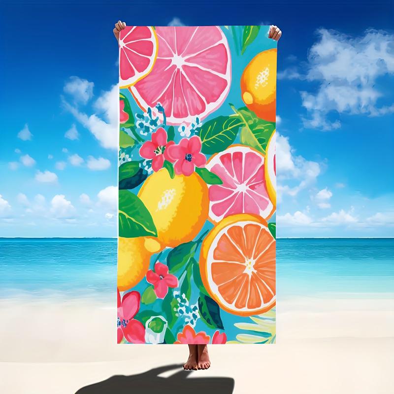 Buntes Zitrusfruchtscheiben Strandtuch Orangen-Zitronen-Grapefruit-Muster Schnelltrocknendes Mikrofaserhandtuch