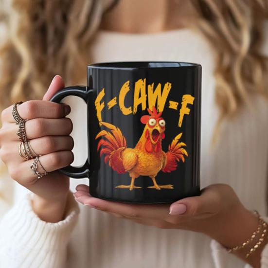 Personlig F-Caw-F Kyllingkrus 15oz Keramisk Kaffekopp Morsom Hane Gårdsdyr Humor Krus Gjenbrukbart Oppvaskmaskin Mikrobølgeovn Sikker Drikkeglass