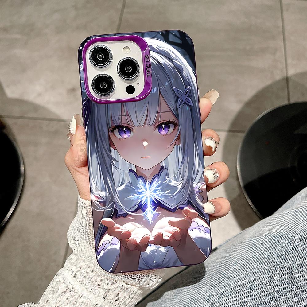 ReZero Emilia Waifu Purple Translucent Mobile Phone Case for iPhone 17 16 15 14 13 12 11 X XR XS Air Pro Max Plus Colorful Cover
