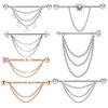 Fashion Stainless Steel Industrial Piercing Long Rod Chain Star Tragus Earrings Jewelry for Women Men