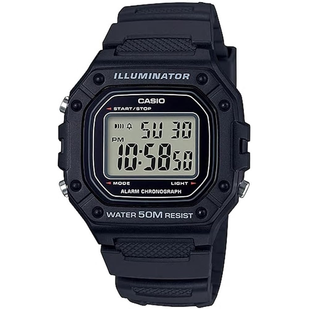 Casio Standard Digital W-218H-1A Black Watch Unisex Lightweight Durable Design