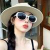 Elegant Straw Woven Hat Breathable Women's Sun Hat Simple Beach Flat Top Hat  Ladies