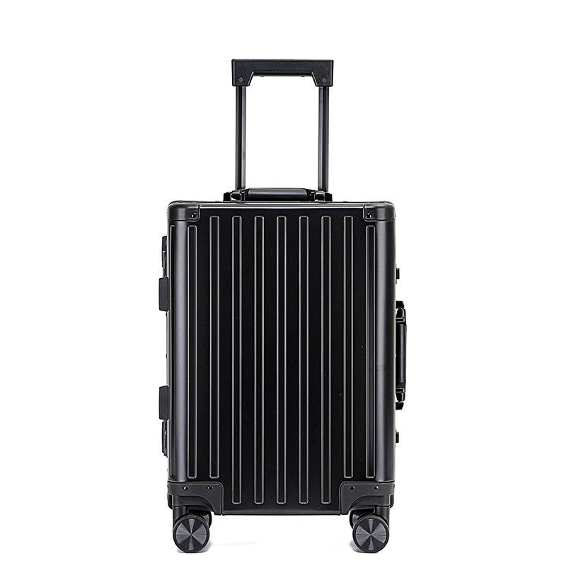 Aluminum-Magnesium Alloy Trolley Case with Universal Wheels, 24" Carry-On for Student Travel & Men's Business, with Combination Lock.