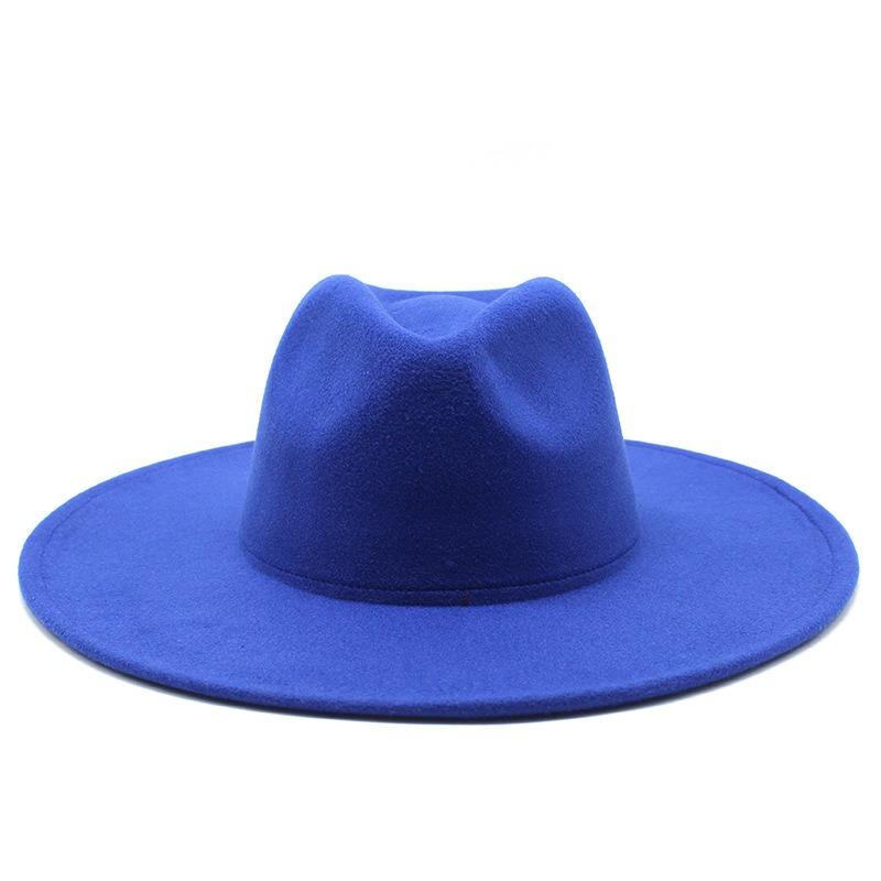 Men and women couple flat-brimmed big-eave hat autumn and winter wool top hat jazz gentleman's hat