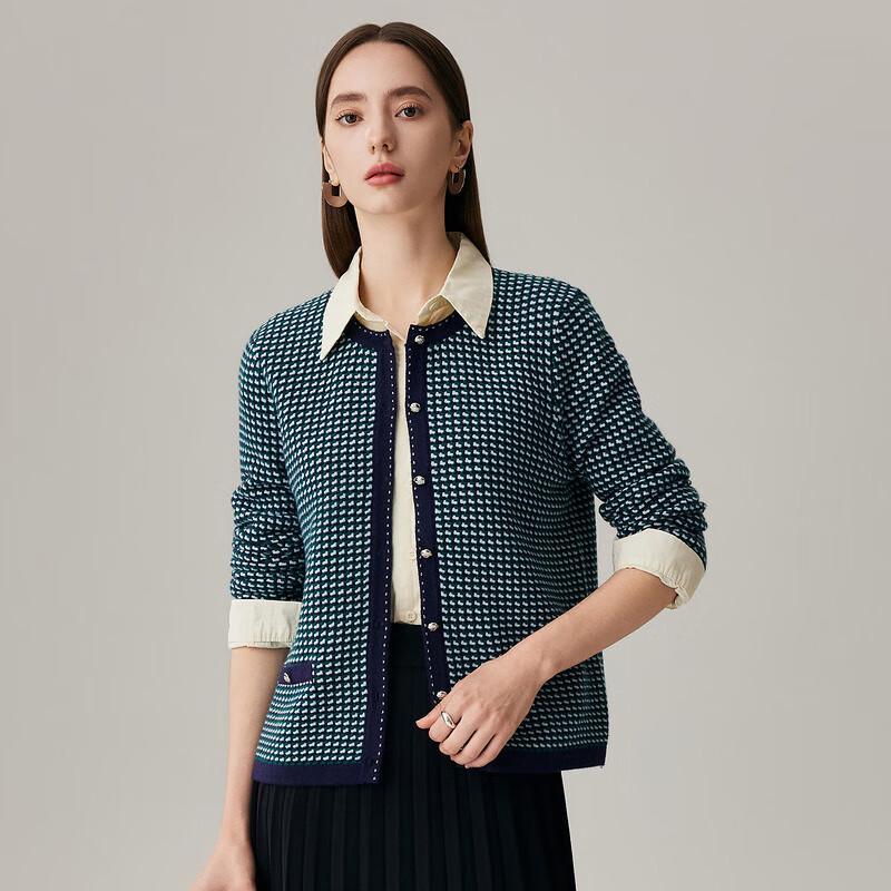 Zhaojun Women's Jacquard Wool Cardigan Sweater