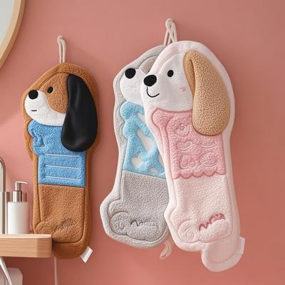 1Pcs Cute Cartoon Hanging Coral Fleece Thickened Absorbent Quick Drying Hand Towel Children's Handkerchief Towel