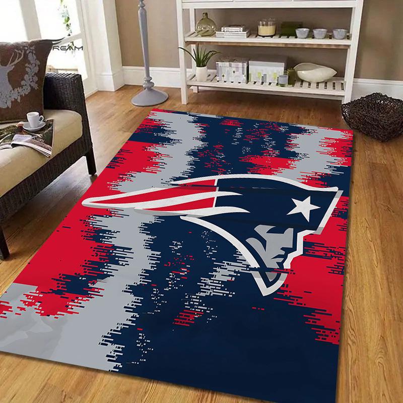 New England Patriots Flannel Pattern Square Carpet,Area Rug,Carpet Rug for Living Room Bedroom Sofa Playroom Decor,Non-slip Floor Mat