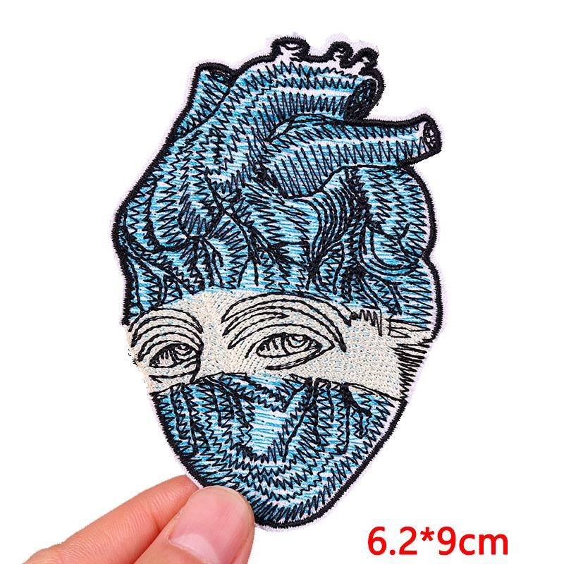 Punk /Heart Embroidery Patch Iron On Patches For Clothing Thermoadhesive Patches On Clothes Cartoon /Bottle Patch Sew Applique Diy