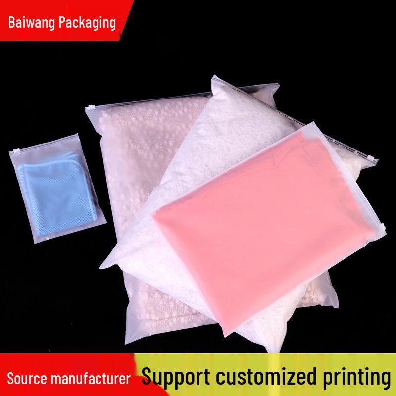 Custom Transparent Frosted PE Zipper Bag for Clothing and Socks with EVA Storage and Printing Options