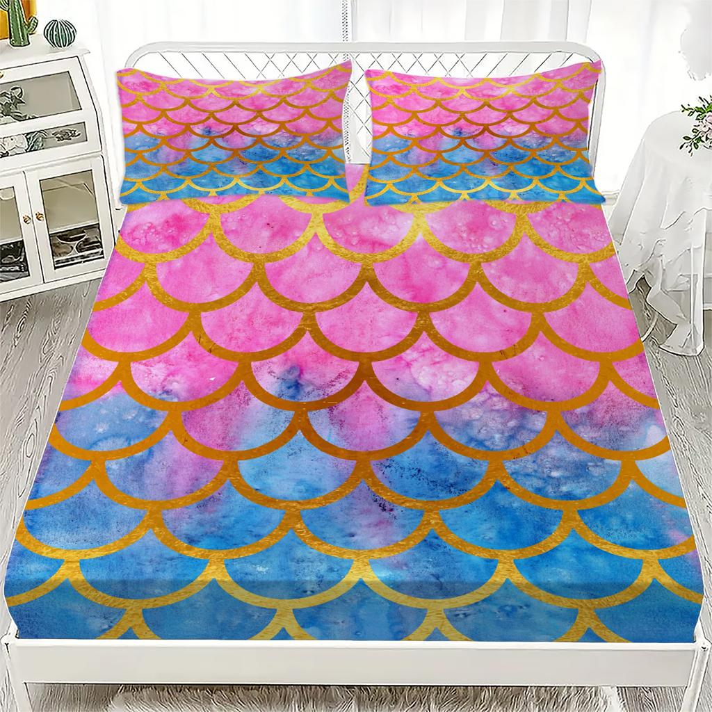 3D Fitted Sheet Imagination Painted Patterns Printed Fitted Sheet And Pillowcase Bed Sheet Set Soft Breathable Bedding Set