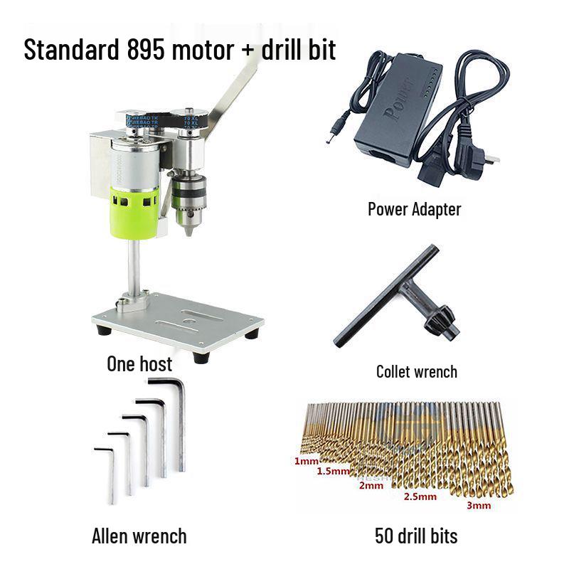 Compact Desktop Variable Speed Precision Electric Drill with Miniature Stand for Household Use
