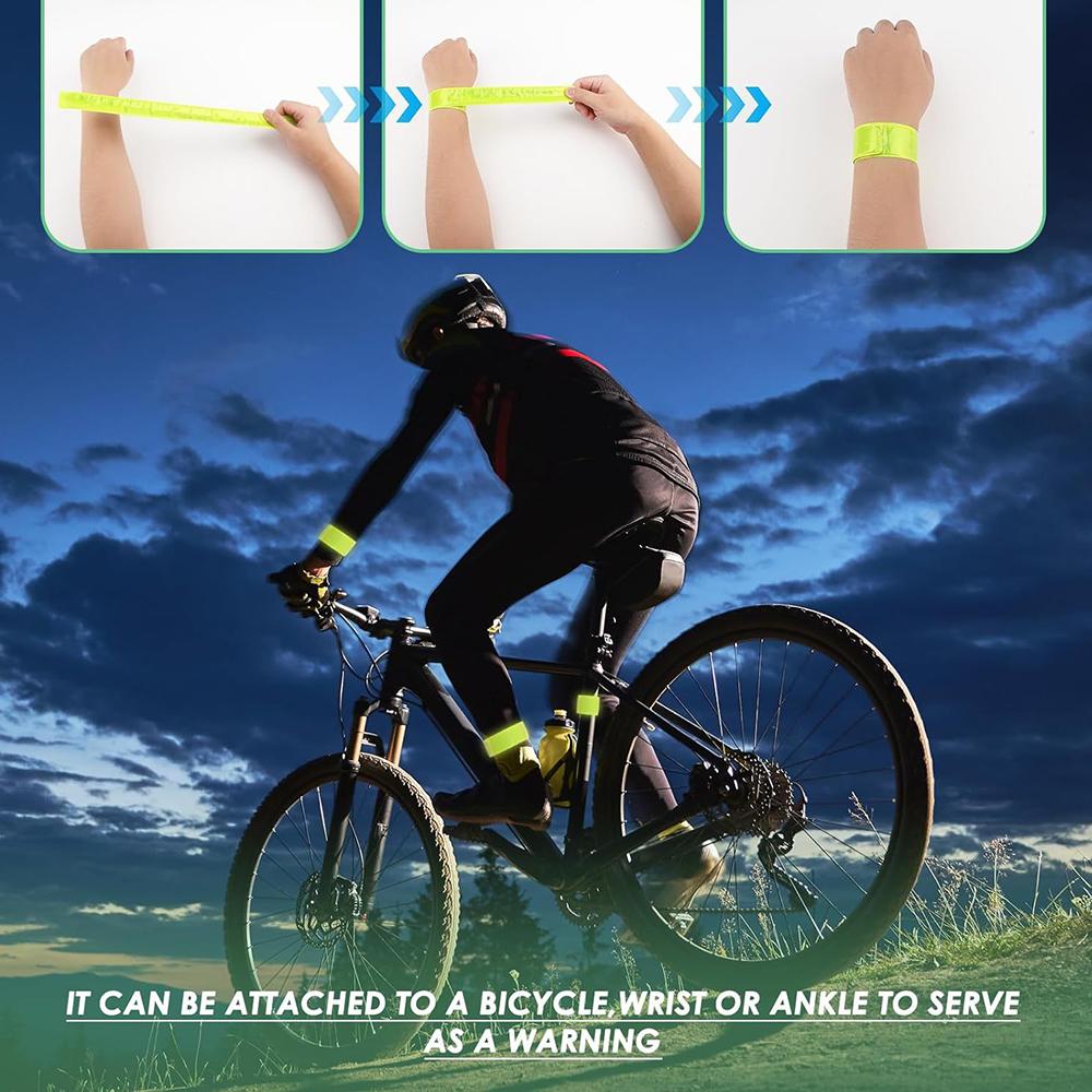 6pcs Reflective Bands Snap Bracelets, Safety for Joggers, Children, and Cyclists