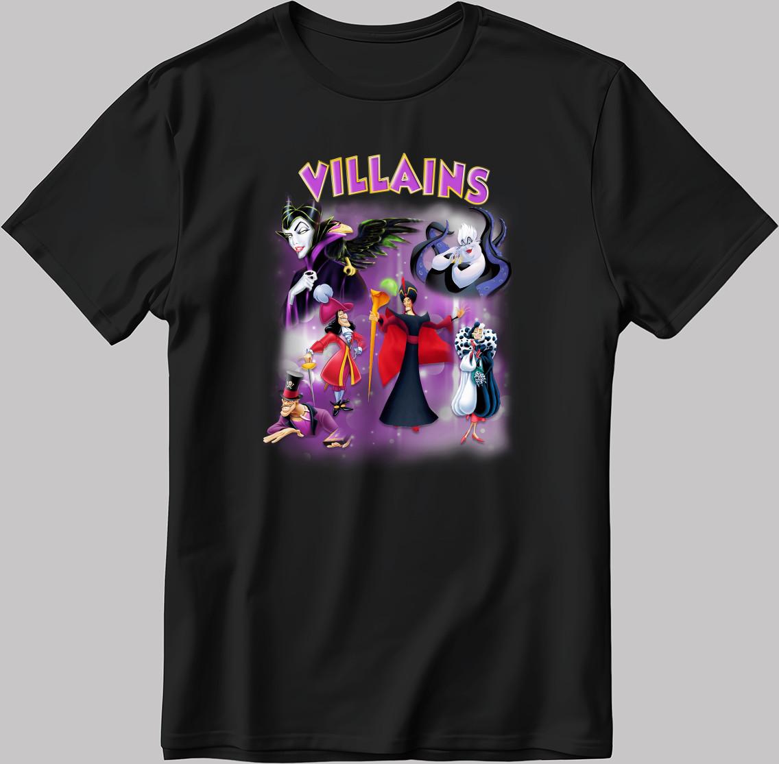 Villains Disney Character Short Sleeve W/B Men / Women T Shirt J040 S
