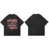 Hip Hop  Retro Washed Black TShirt Streetwear Vintage Graphic Eyes Heaven T Shirt Cotton Unisex Tshirt Men Tops Tees Dope