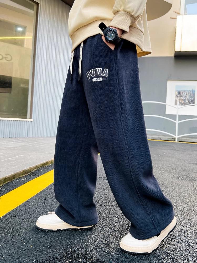 2025 Trendy Boys' Corduroy Pants - Spring/Autumn, Casual, Straight-Leg, Loose Fit for Kids