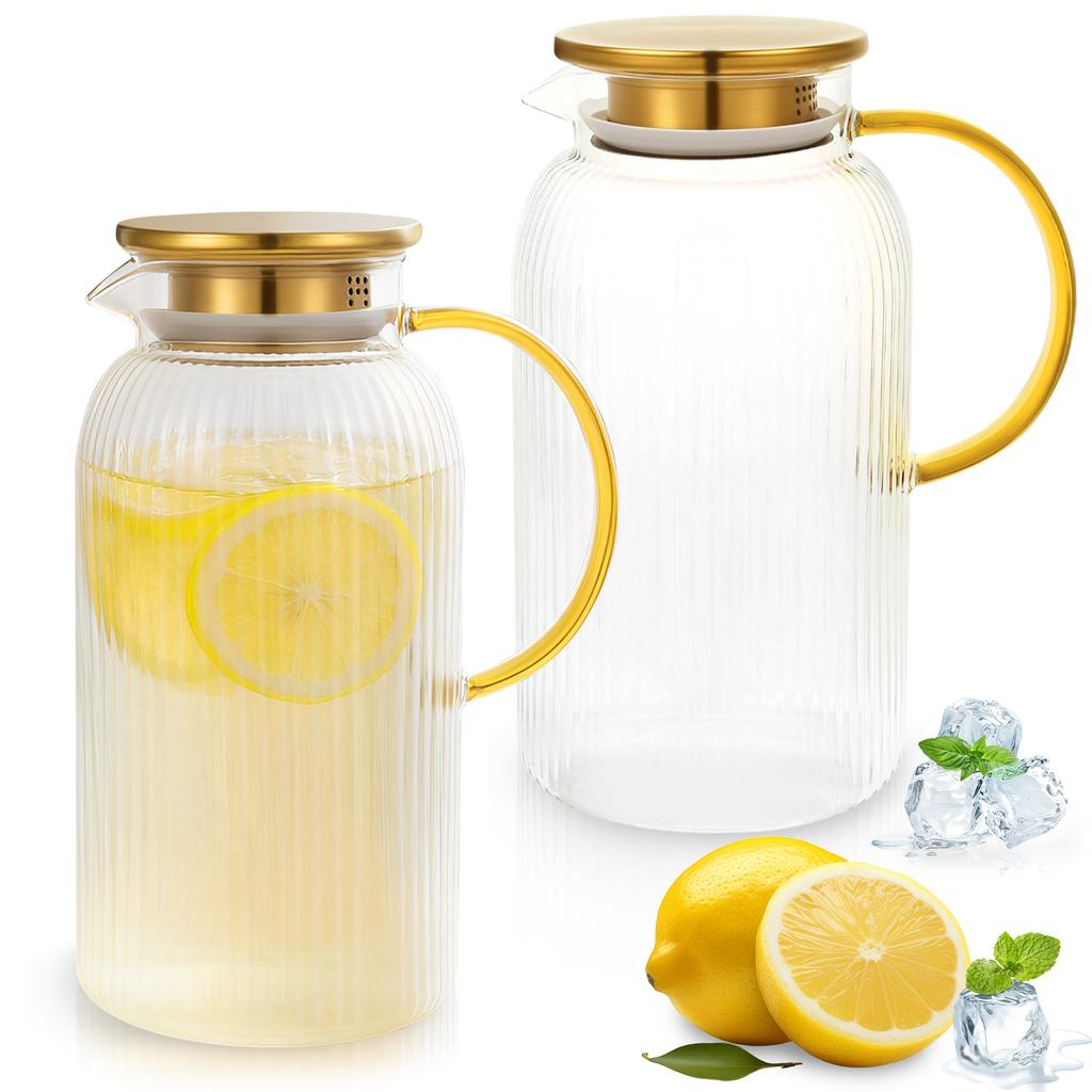1/2 Pcs Large Capacity Glass Teapot 2/3.8L Glass Pitcher High Temperature Resistant Kettle with Lid Hot/Cold Drink Water Pitcher