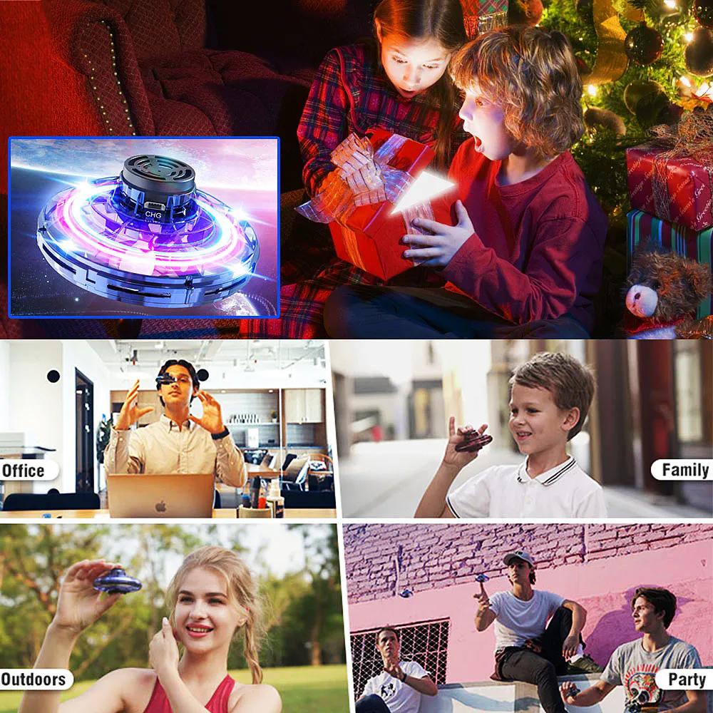 Mini Drone LED UFO Type Flying Helicopter Spinner Fingertip Upgrade Flight Gyro Electronic Flayaball Adult Kids Toys