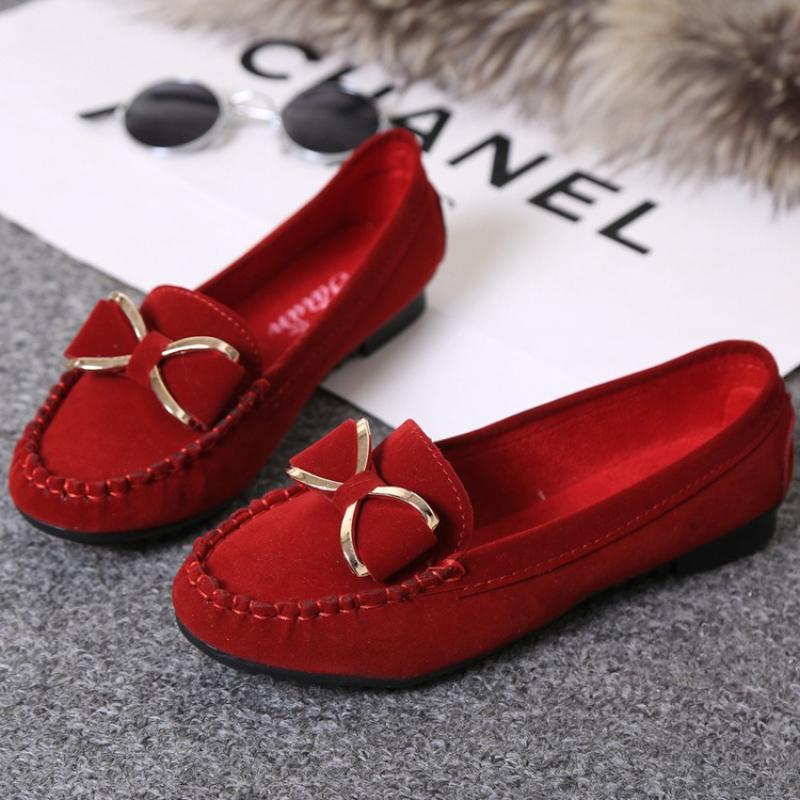 Hot Sale Women's Flat Shoes Summer Shallow Loafers Suede Womens Work Shoes Butterfly Knot Women Shoes Soft Sole Zapatos De Mujer
