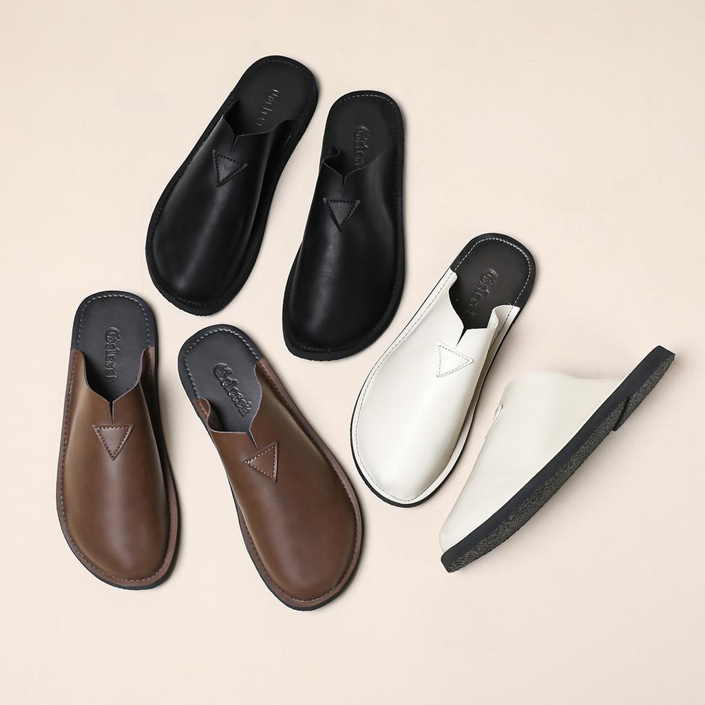 All-match Men's Muller Shoes 2025 New Slip on Casual Shoes Summer Men's Sandals Outdoor Beach Leather Slippers Open-toe Flats