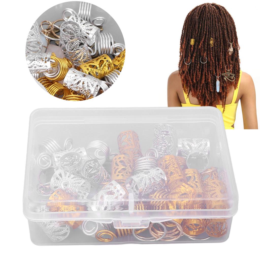 Hair Coil Dreadlocks Beads DIY Alloy Dreadlocks Hair Tube Cuffs Rings Clips Hair Decoration for Braids Accessories