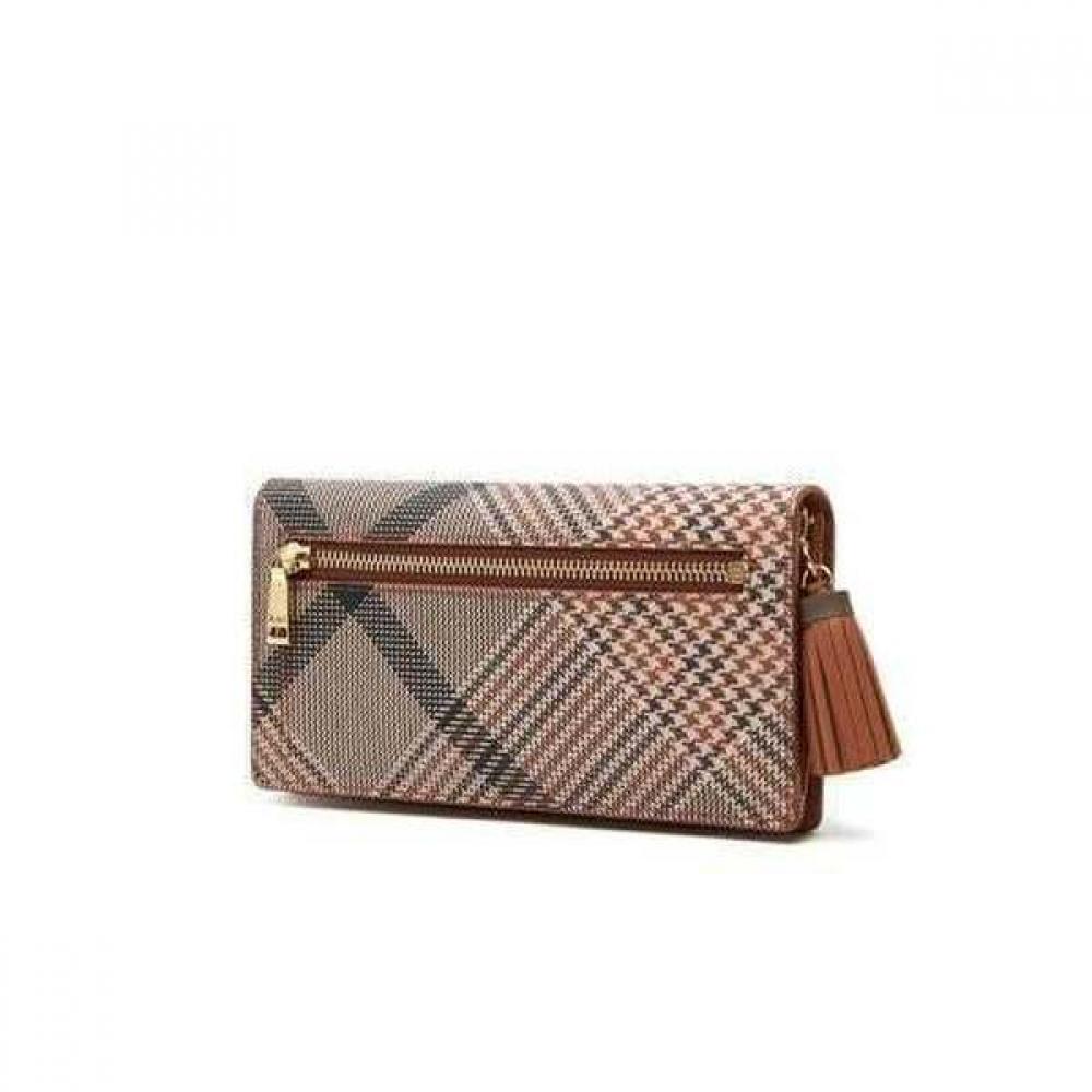 Daks Brown Check Pattern Tassel Point 2 Fold Wallet Dcwa5e322w2