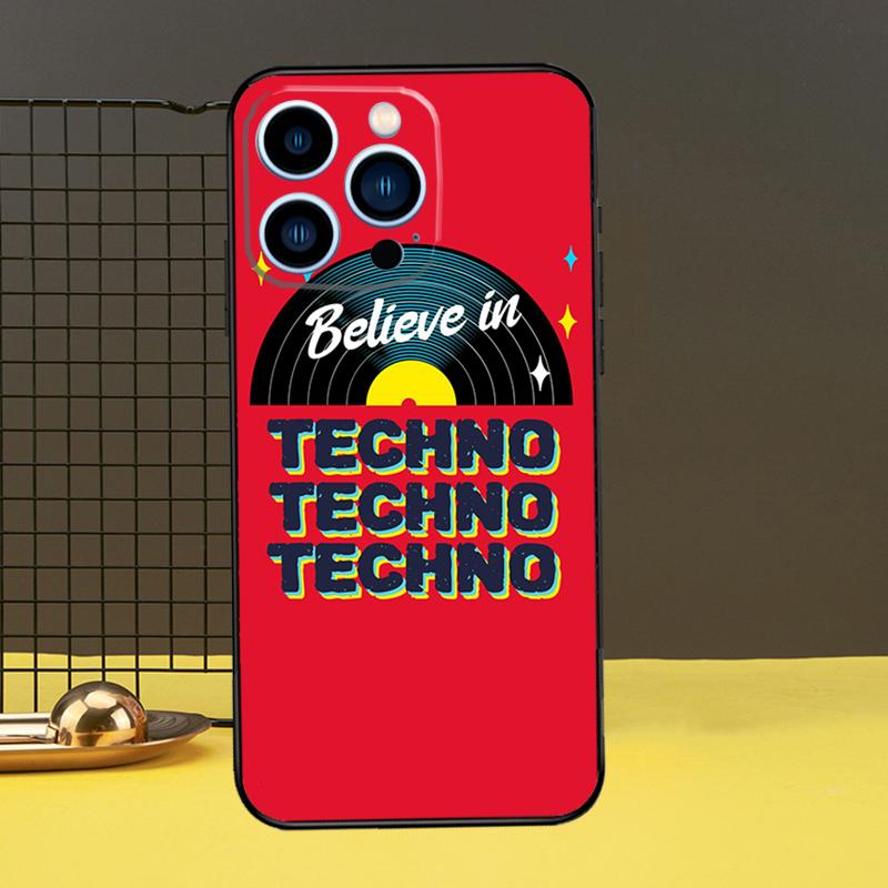 Love Techno Music Quotes Phone Case For iPhone 13 12 14 11 16 15 Pro Max Plus Mini 7 8 X XR XS Max Cover