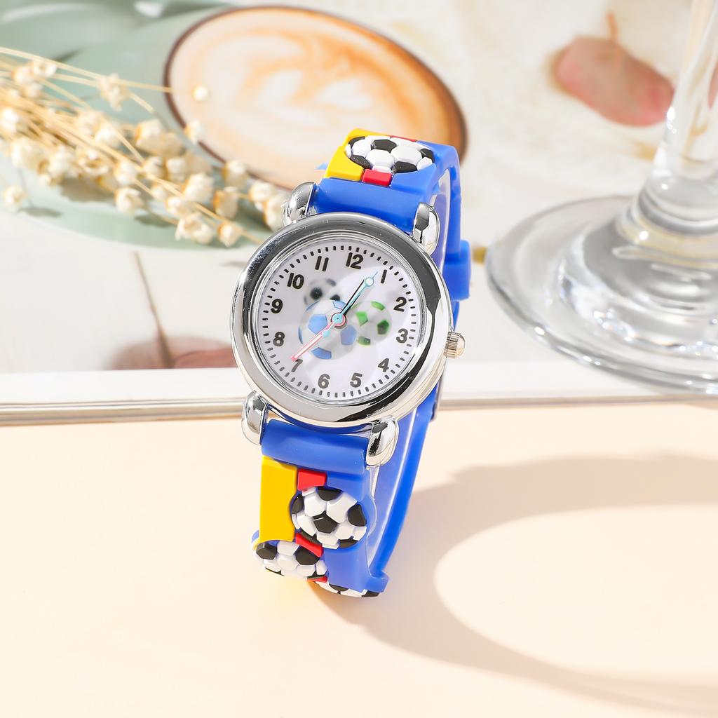 1pc/2pcs-Fashionable Cartoon Football Children's Quartz Watch, Watch Bracelet, Box Set, Ideal Choice for Gift Giving