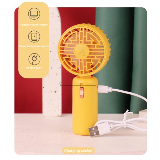 Portable Pocket Fan with Tassel Chinese Style 2 Speed LED Night Light USB Rechargeable Mute Handheld Mini Cooling Fan Summer Home Travel Outdoor